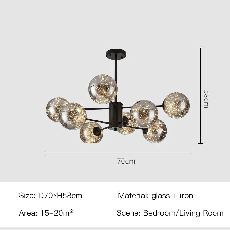 Aurene Glass Globe Chandelier By OpalDwell Modern Lighting OpalDwell
