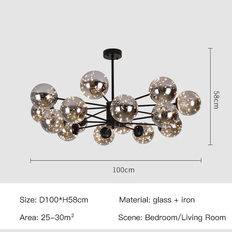 CelestiOrb Glass Globe Chandelier for Modern Living Rooms - OpalDwell