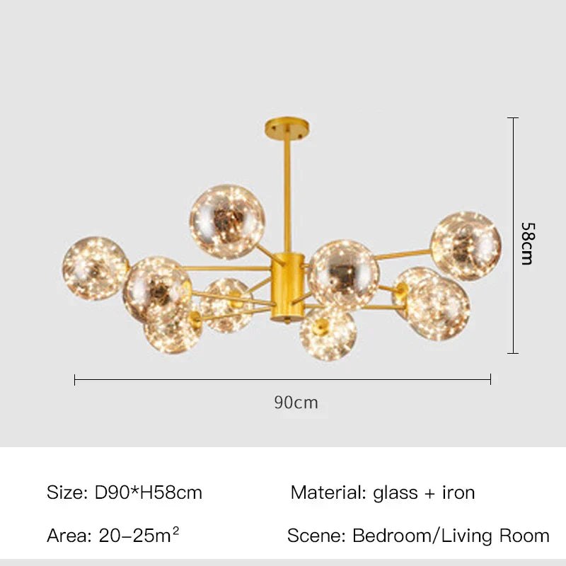 Aurene Glass Globe Chandelier By OpalDwell Modern Lighting OpalDwell