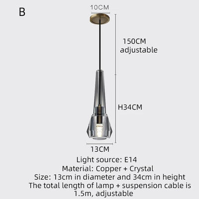 Asterra Premium Full Copper K9 Crystal LED Pendant Lights - OpalDwell