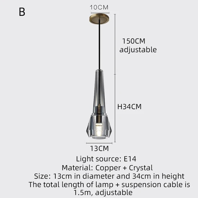 Asterra Premium Full Copper K9 Crystal LED Pendant Lights - OpalDwell