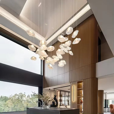 NovaCascade Glass Chandelier With Aluminum Frame And Integrated LED - OpalDwell