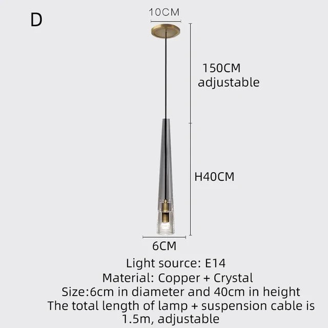 Asterra Premium Full Copper K9 Crystal LED Pendant Lights - OpalDwell