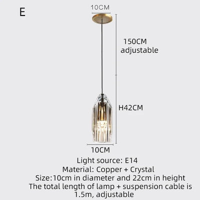 Asterra Premium Full Copper K9 Crystal LED Pendant Lights - OpalDwell