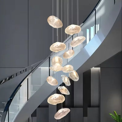 NovaCascade Glass Chandelier With Aluminum Frame And Integrated LED - OpalDwell