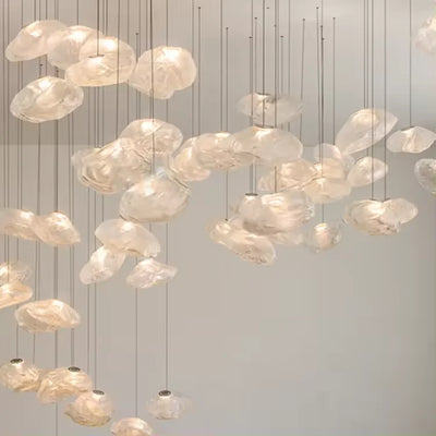 NovaCascade Glass Chandelier With Aluminum Frame And Integrated LED - OpalDwell