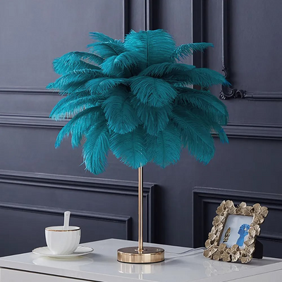 Aurelia Glow Gilded Art Deco Feather Table Lamp Warm Ambient Light - OpalDwell