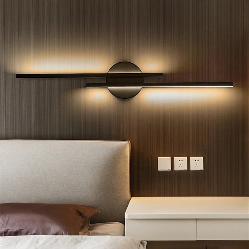 Fjordra Nordic Disc and Linear LED Wall Lamp Black White - OpalDwell