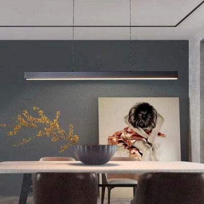 Nexis Linear Metal LED Pendant Light in Black and Brown OpalDwell