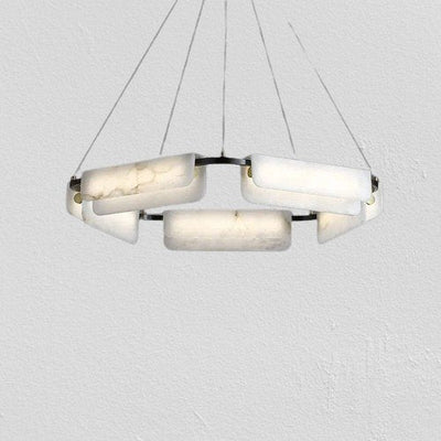 Solara Alabaster Chandelier With Genuine Stone Accents - OpalDwell
