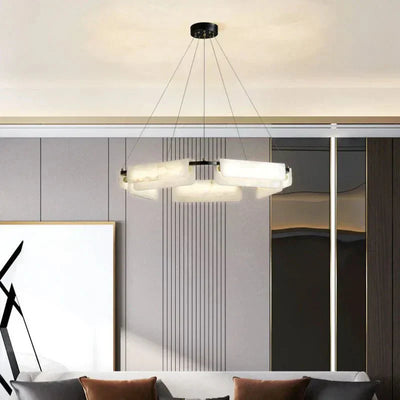 Solara Alabaster Chandelier With Genuine Stone Accents - OpalDwell