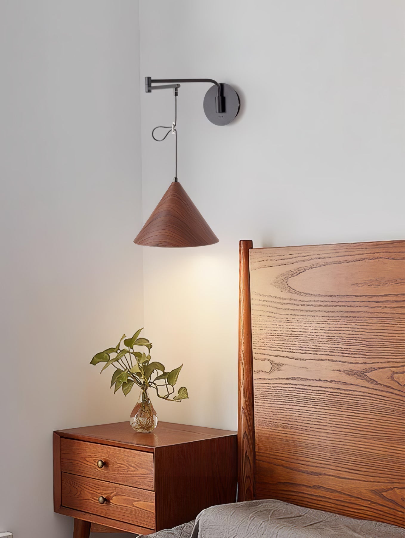 Aeron Swing-Arm Wall Lamp With Adjustable Reading Light - OpalDwell