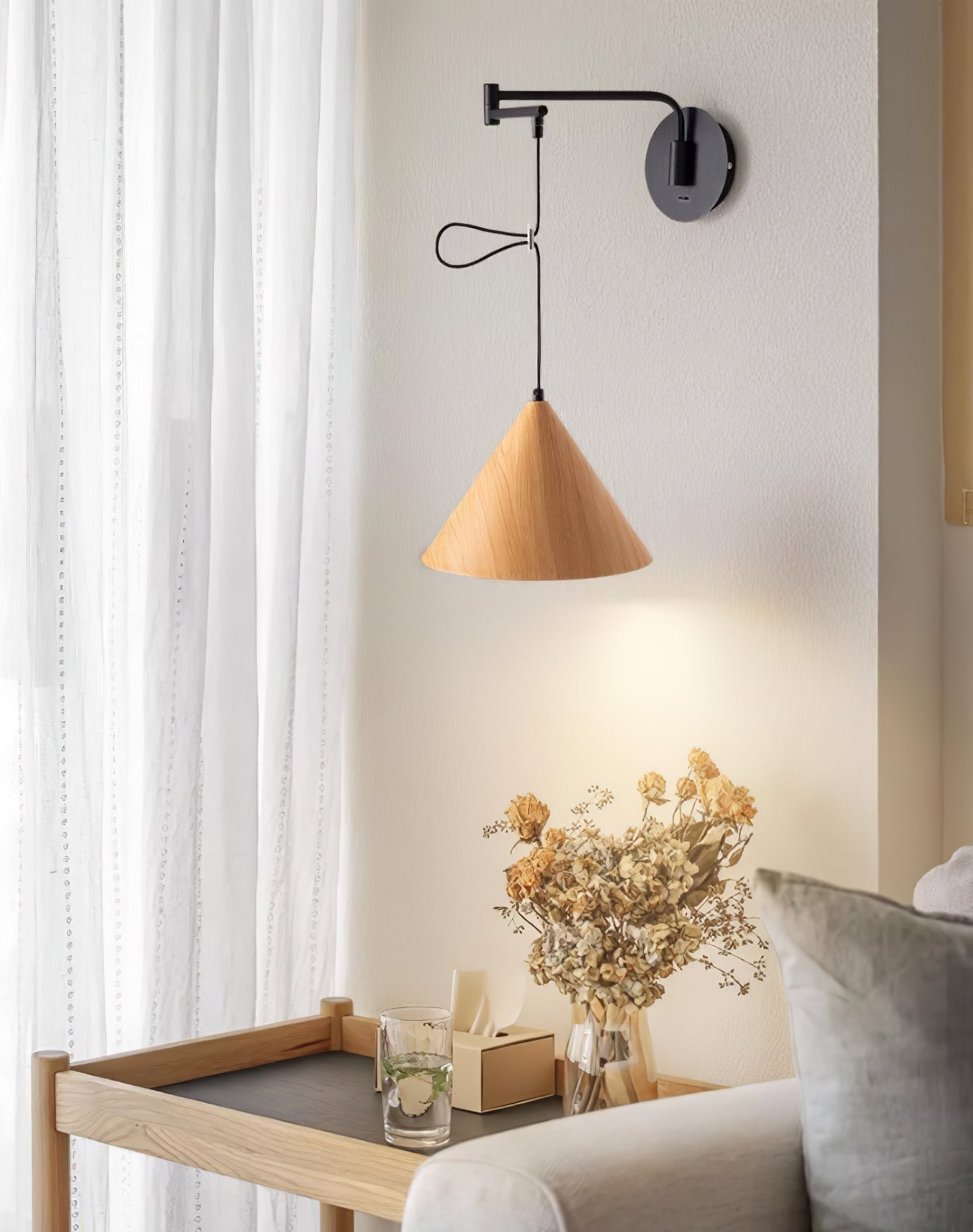 Aeron Swing-Arm Wall Lamp With Adjustable Reading Light - OpalDwell