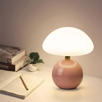 Lumora Cream Mushroom Lamp For French Bauhaus Ambience - OpalDwell
