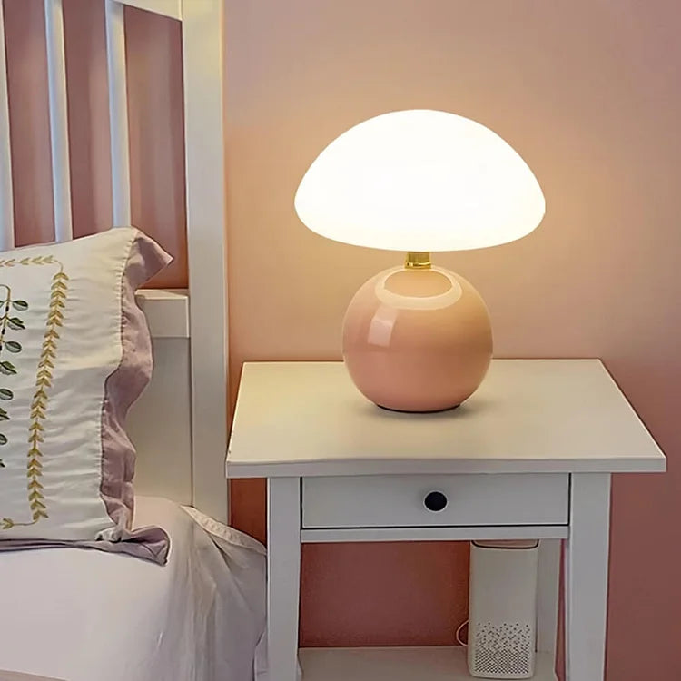 Lumora Cream Mushroom Lamp For French Bauhaus Ambience - OpalDwell