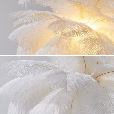 Aurelia Glow Gilded Art Deco Feather Table Lamp Warm Ambient Light - OpalDwell