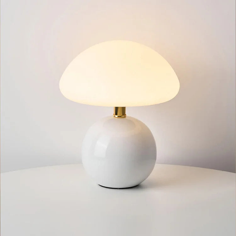 Lumora Cream Mushroom Lamp For French Bauhaus Ambience - OpalDwell