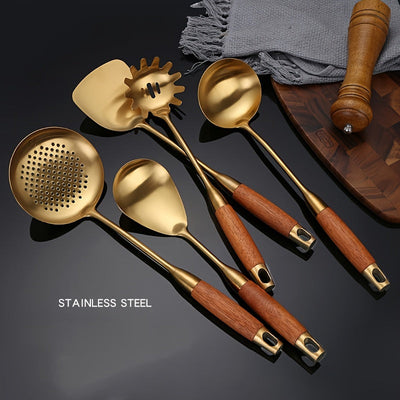Aurora Gold and Silver Stainless Steel Kitchen Utensils - OpalDwell
