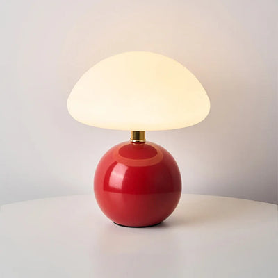 Lyvara Cream Mushroom Table Lamp in Ceramic and PVC Bauhaus Style - OpalDwell