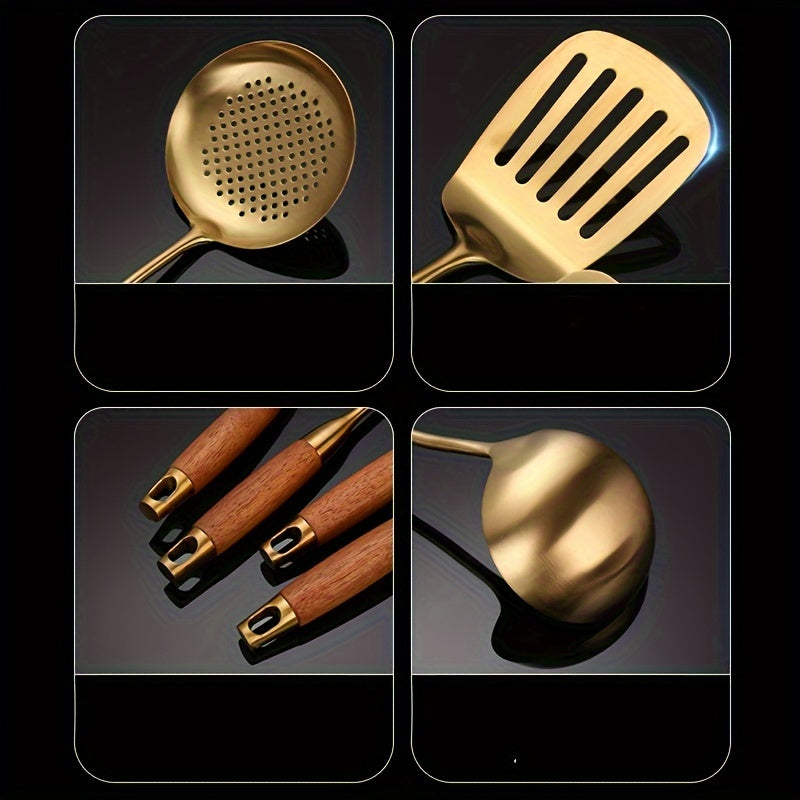 Aurora Gold and Silver Stainless Steel Kitchen Utensils - OpalDwell