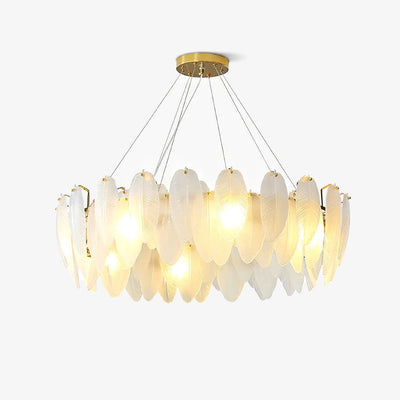 Astrae Glass Feather Chandelier With Crystal Feathers - OpalDwell