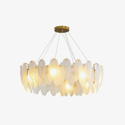 Astrae Glass Feather Chandelier With Crystal Feathers - OpalDwell