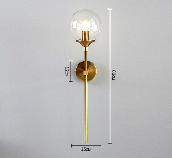 Glass Torch Wall Light in Brass | OpalDwell - OpalDwell