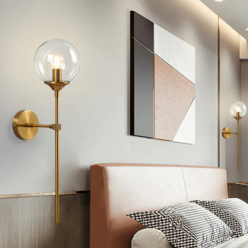 Glass Torch Wall Light in Brass | OpalDwell - OpalDwell