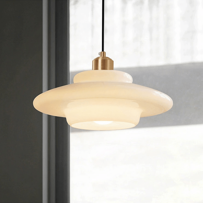 Astria Ivory Glass Pendant Light For Retro 1950s Interiors OpalDwell