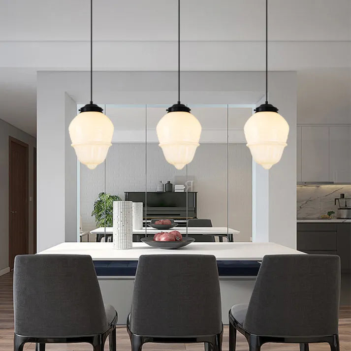 AstraLume Geometric Pendant Light in Frosted Glass - OpalDwell