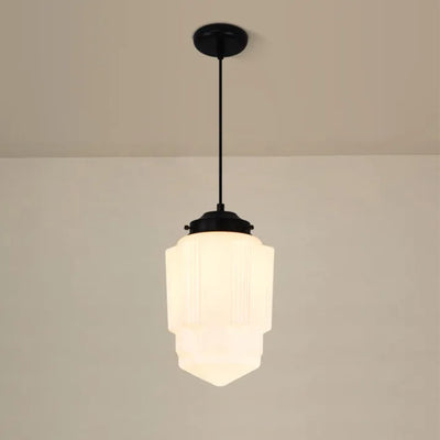 AstraLume Geometric Pendant Light in Frosted Glass - OpalDwell