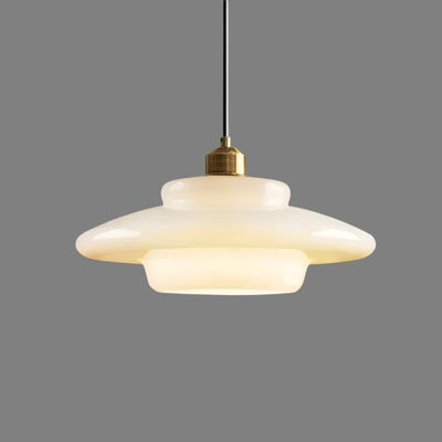 Astria Ivory Glass Pendant Light For Retro 1950s Interiors OpalDwell