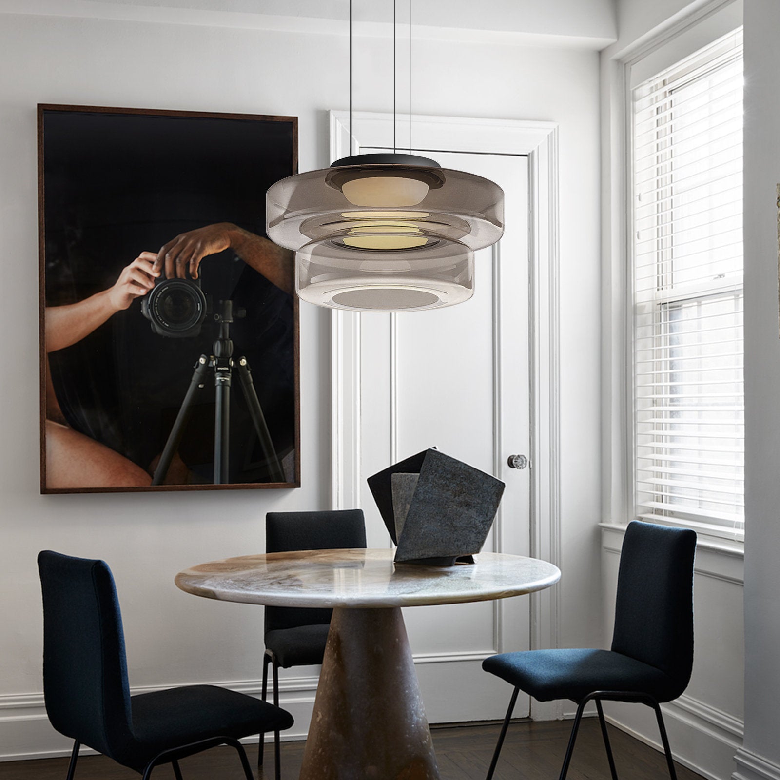 Asteron Glass Pendant Light in Bauhaus Style Ceiling Lamp OpalDwell