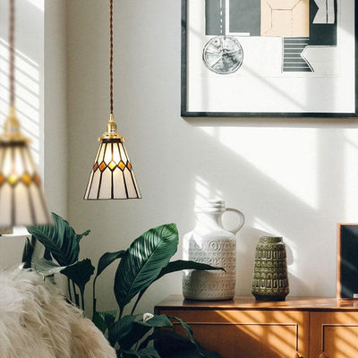 Mirella | Vintage Stained Glass LED Pendant Light, Bulb Included | OpalDwell - OpalDwell