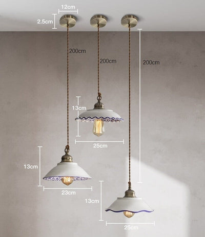 Lisboa LED Pendant Light, Ceramic Plate in Portuguese Tile Style, Bulb Included | OpalDwell OpalDwell