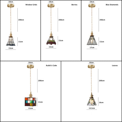 Mirella | Vintage Stained Glass LED Pendant Light, Bulb Included | OpalDwell - OpalDwell