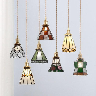 Mirella | Vintage Stained Glass LED Pendant Light, Bulb Included | OpalDwell - OpalDwell