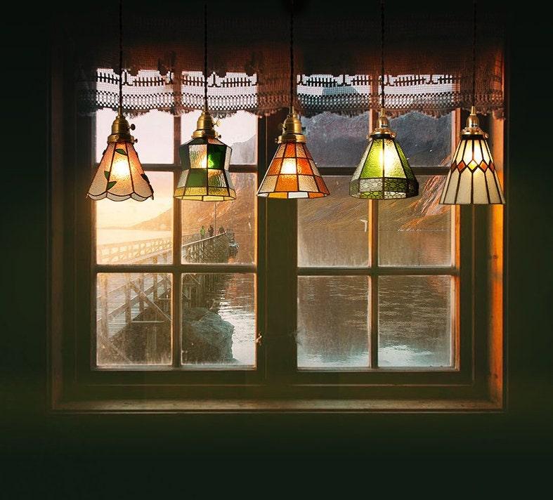 Mirella | Vintage Stained Glass LED Pendant Light, Bulb Included | OpalDwell - OpalDwell