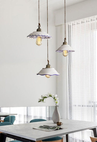 Lisboa LED Pendant Light, Ceramic Plate in Portuguese Tile Style, Bulb Included | OpalDwell OpalDwell