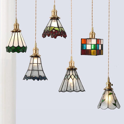 Mirella | Vintage Stained Glass LED Pendant Light, Bulb Included | OpalDwell - OpalDwell