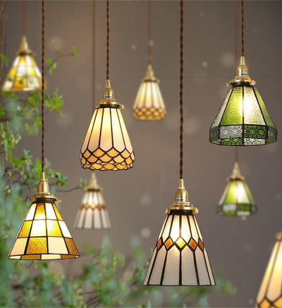 Mirella | Vintage Stained Glass LED Pendant Light, Bulb Included | OpalDwell - OpalDwell