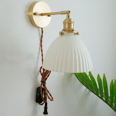 Handmade Ceramic Wall Sconce in Pleated Cup Design, Bulb Included - OpalDwell