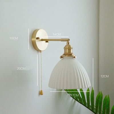 Handmade Ceramic Wall Sconce in Pleated Cup Design, Bulb Included - OpalDwell