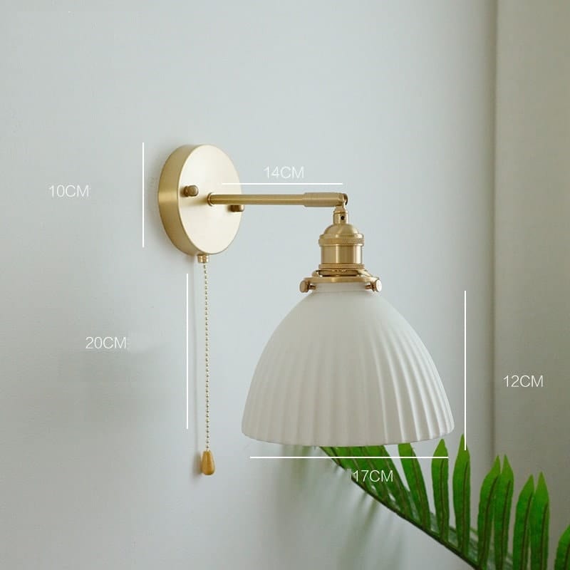 Handmade Ceramic Wall Sconce in Pleated Cup Design, Bulb Included - OpalDwell