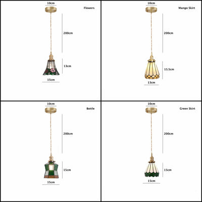 Mirella | Vintage Stained Glass LED Pendant Light, Bulb Included | OpalDwell - OpalDwell