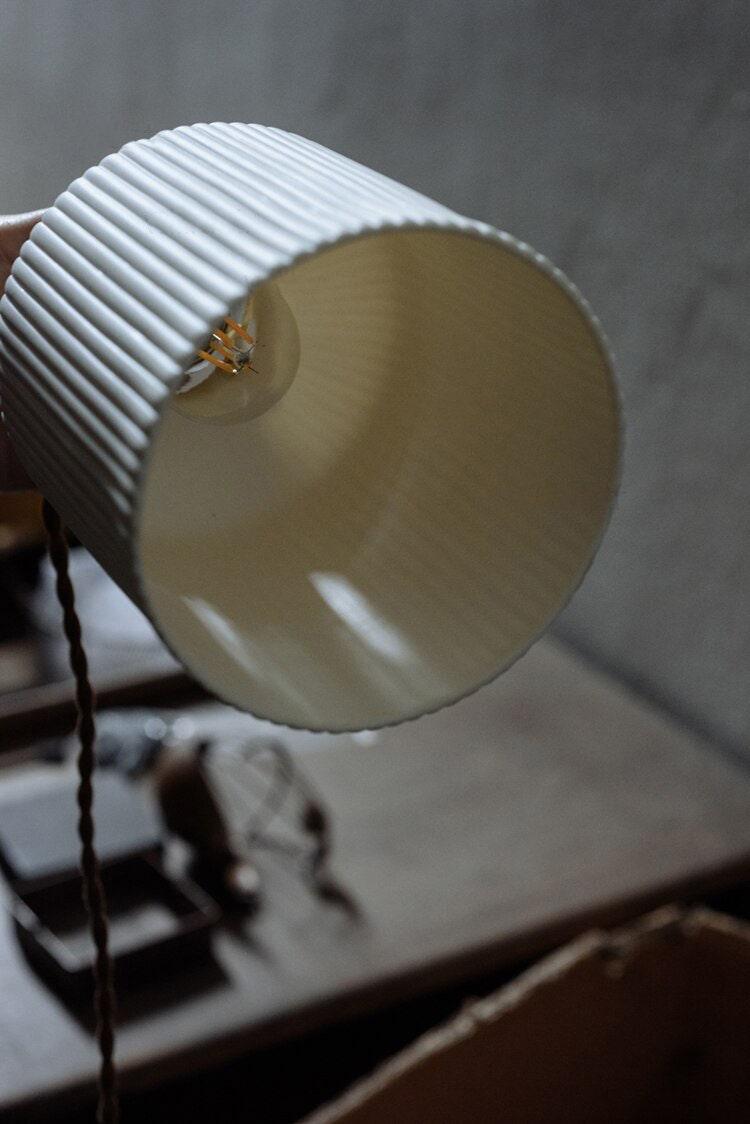 Hanaori | Japanese-Style Ribbed Ceramic Cylinder Pendant Light with LED Bulb Included OpalDwell