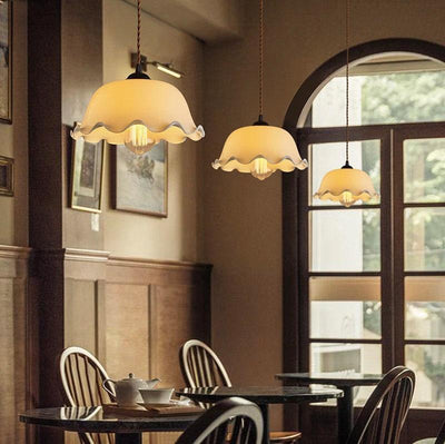 Aurelle | French Vintage Opaline Glass LED Pendant With Handkerchief-Style Shade, Bulb Included OpalDwell