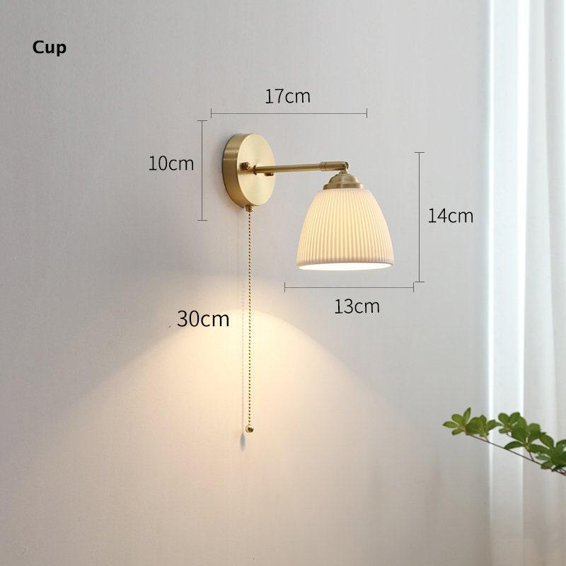 Lantern Cup-Shaped Ribbed Ceramic Wall Sconce, Bulb Included - OpalDwell