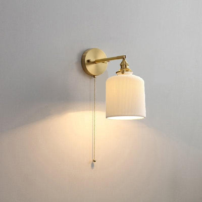 Lantern Cup-Shaped Ribbed Ceramic Wall Sconce, Bulb Included - OpalDwell