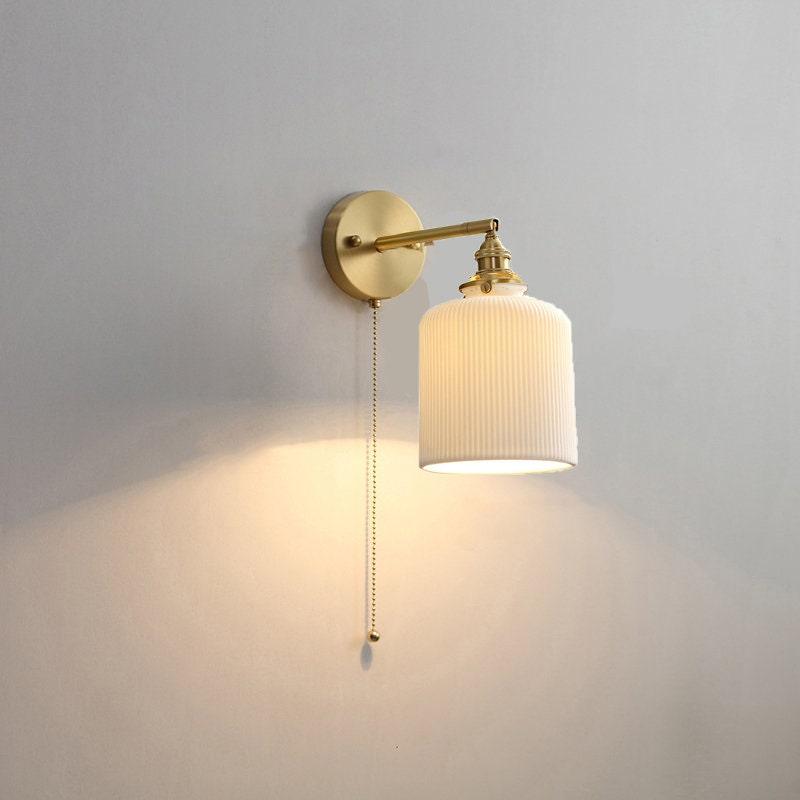 Lantern Cup-Shaped Ribbed Ceramic Wall Sconce, Bulb Included - OpalDwell